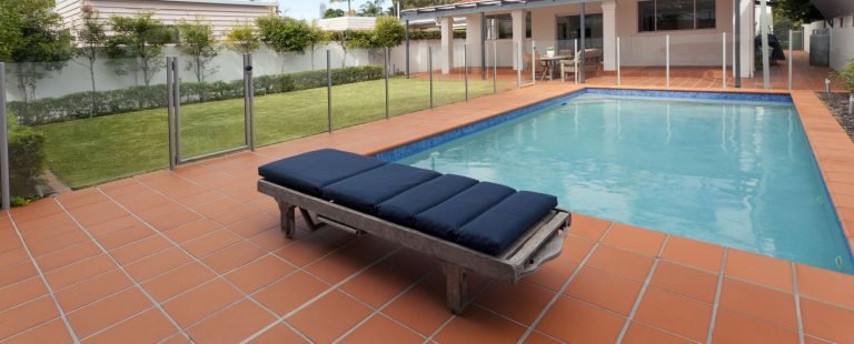 Glass Pool Fence freshly built for a residential swimming pool in Hobart TAS